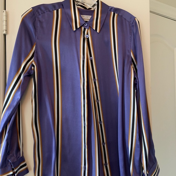 Equipment Purple Striped Silk Blouse - Picture 2 of 3